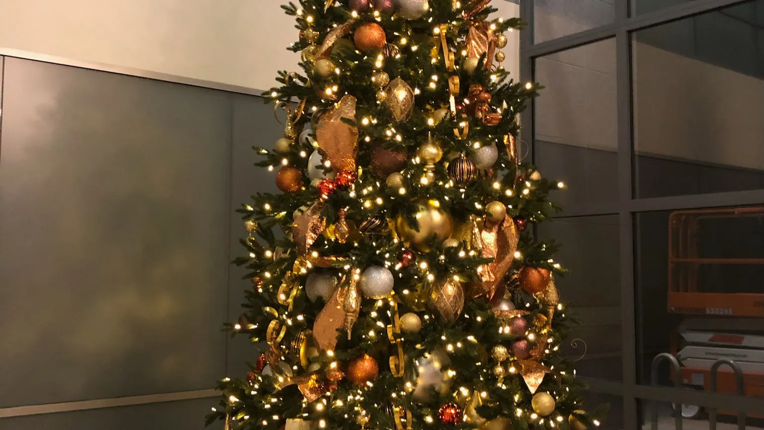Holiday installation in a commercial lobby