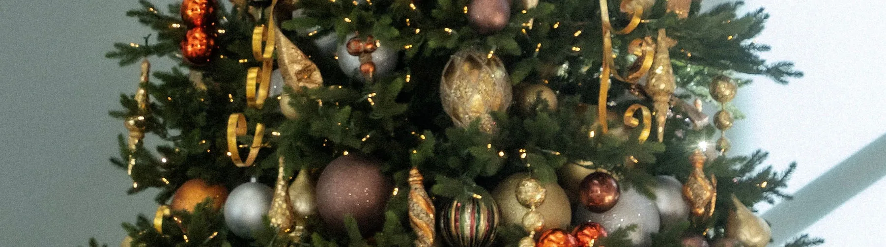 Close-up of a decorated holiday tree
