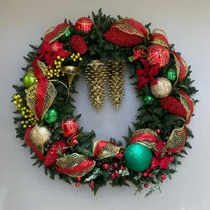 Red and green holiday wreath